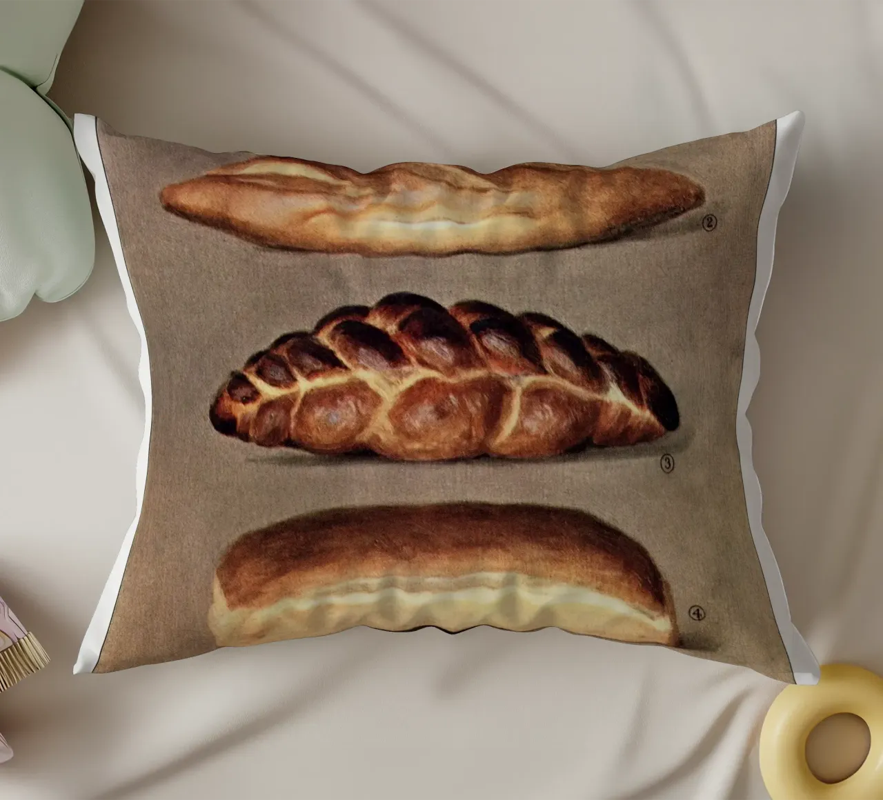 Divers pains cuits au four - extrait de The Grocer's Encyclopedia (1911) coussin de Art History