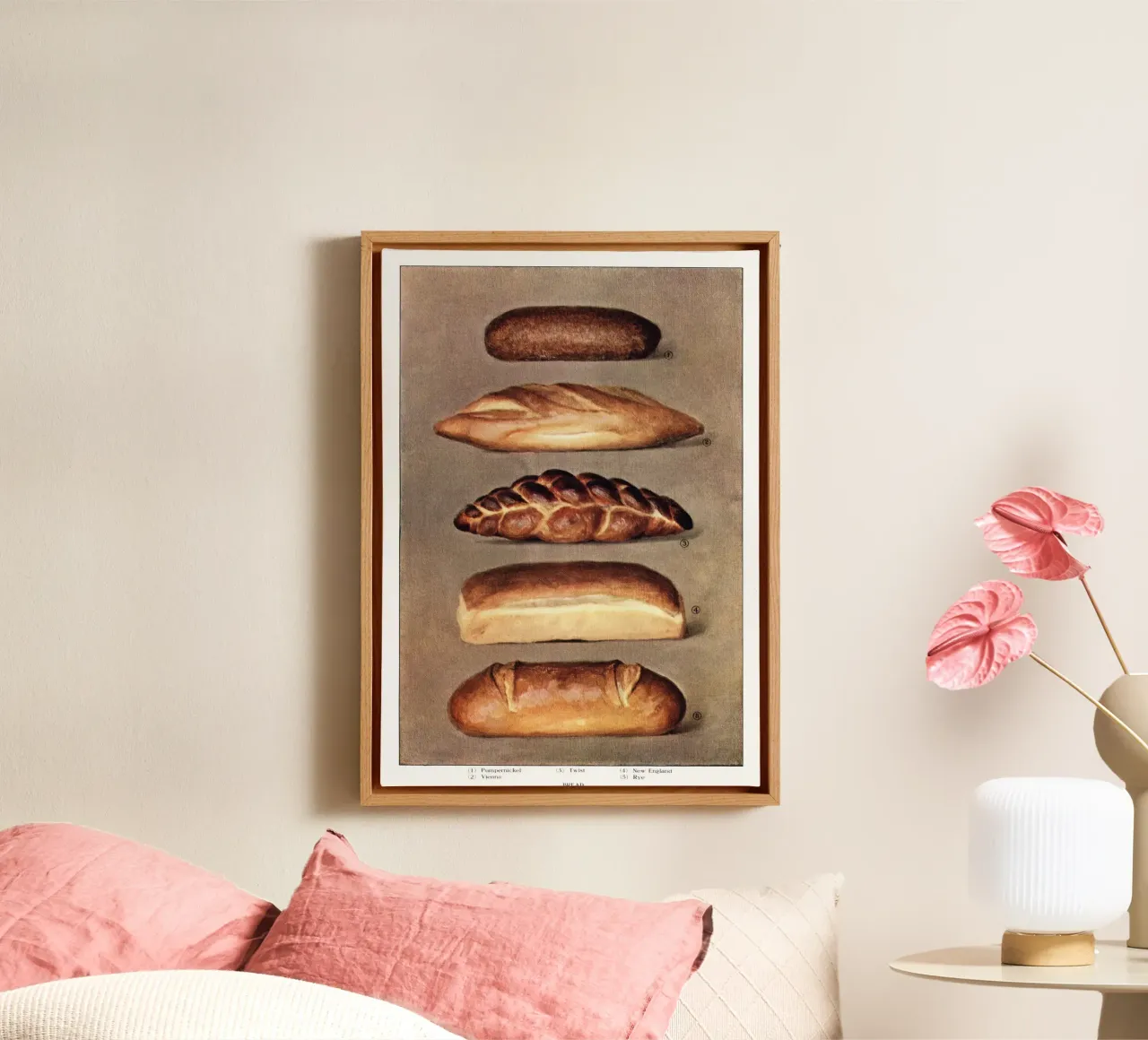 Various Baked Breads – from The Grocer’s Encyclopedia (1911) canvas with Floater frame by Art History