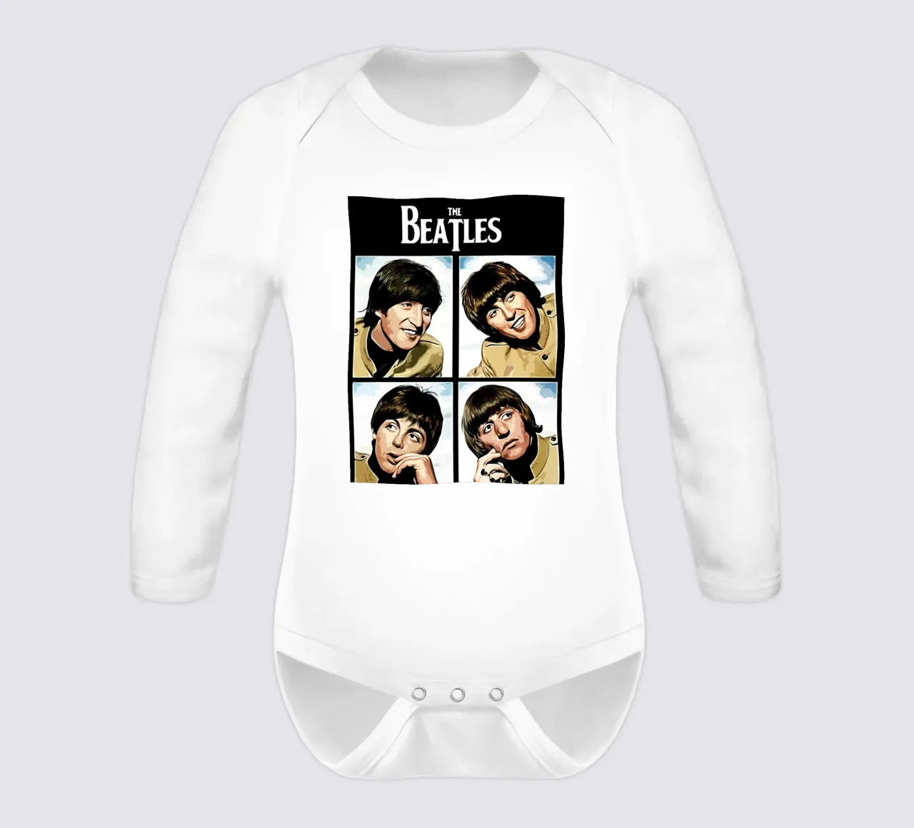 Beatles music band Art long-sleeve baby romper by music soul