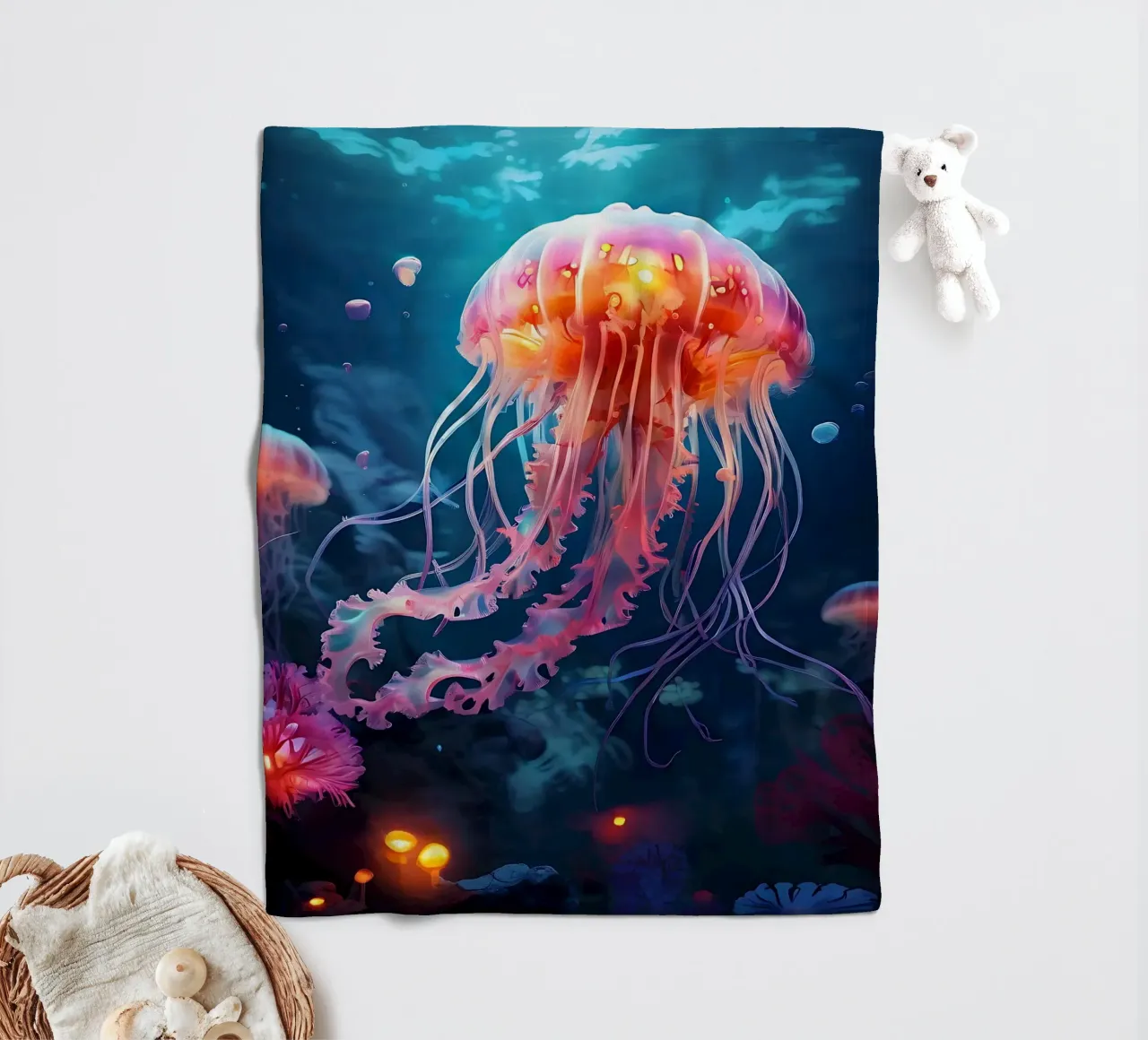 Qualle_Stil_J_1 fleece blanket by Tierisch bunt by LK