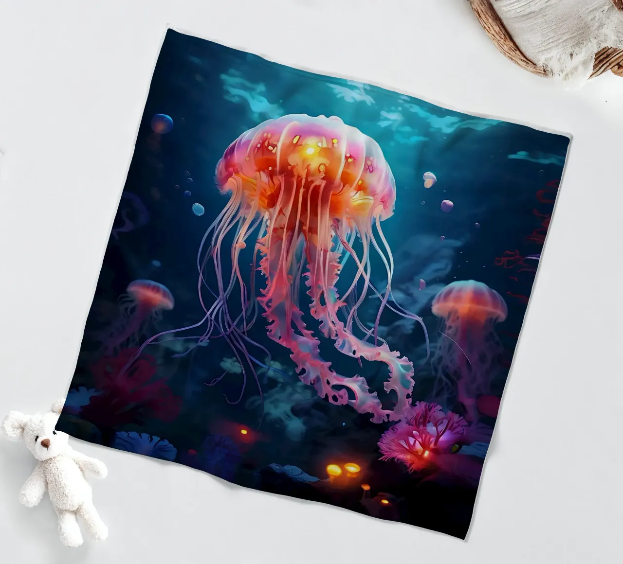 Qualle_Stil_J_1 fleece blanket by Tierisch bunt by LK