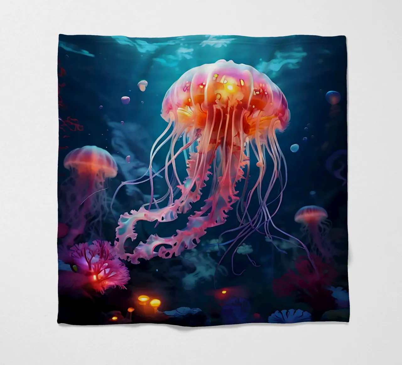 Qualle_Stil_J_1 fleece blanket by Tierisch bunt by LK