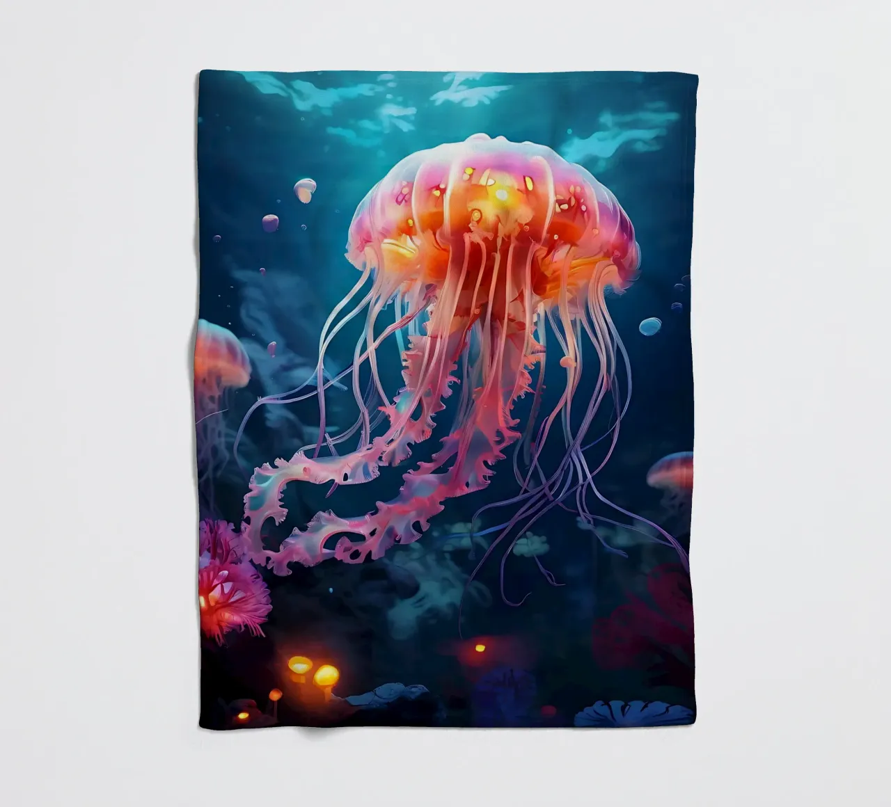 Qualle_Stil_J_1 fleece blanket by Tierisch bunt by LK