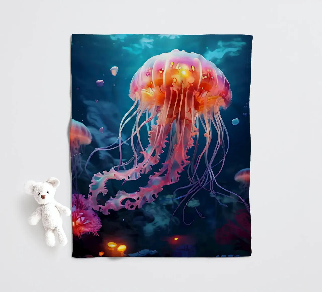 Qualle_Stil_J_1 fleece blanket by Tierisch bunt by LK