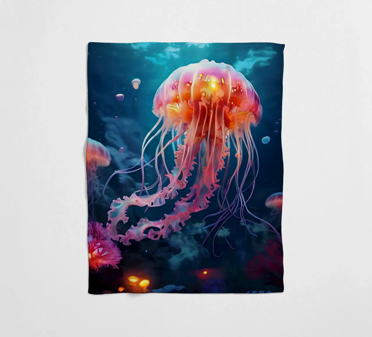 Qualle_Stil_J_1 fleece blanket by Tierisch bunt by LK