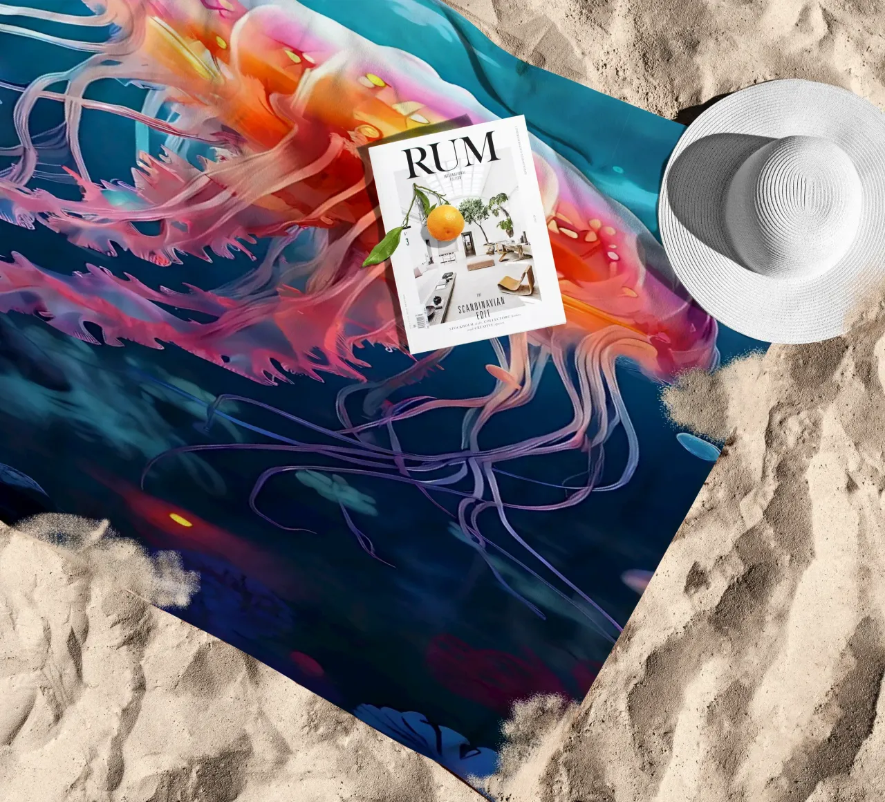 Qualle_Stil_J_1 beach towel by Tierisch bunt by LK