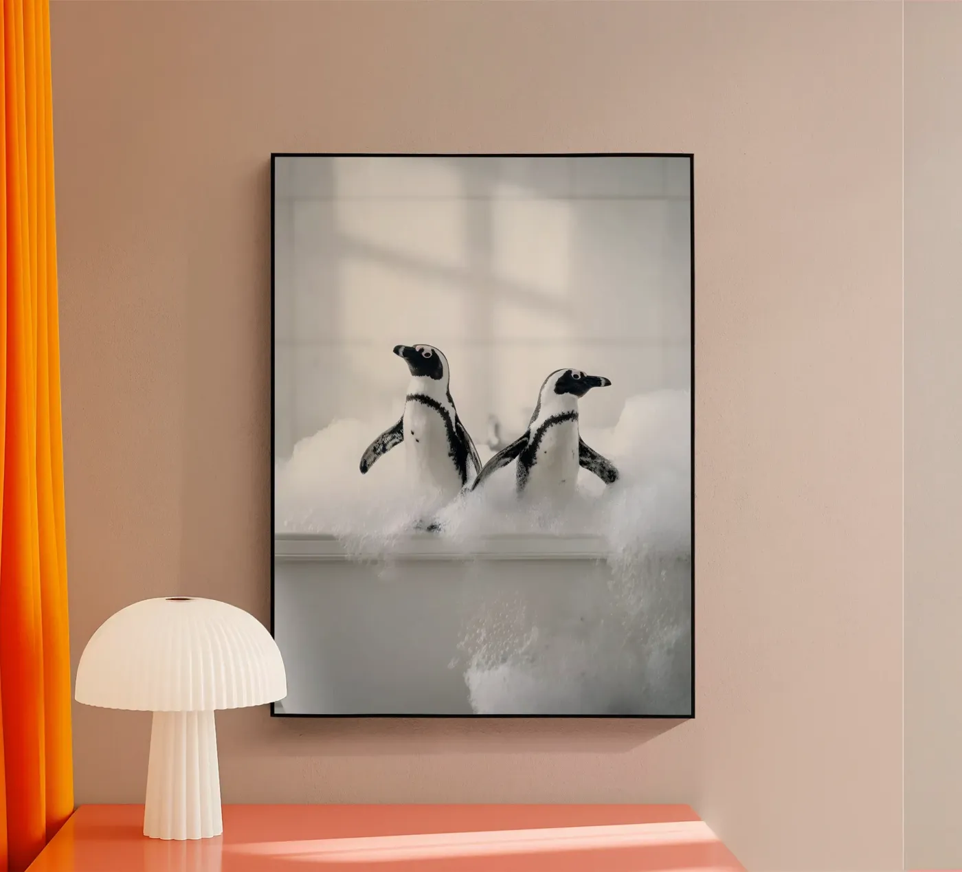 Bathing Pinguins acryl van Mononoir