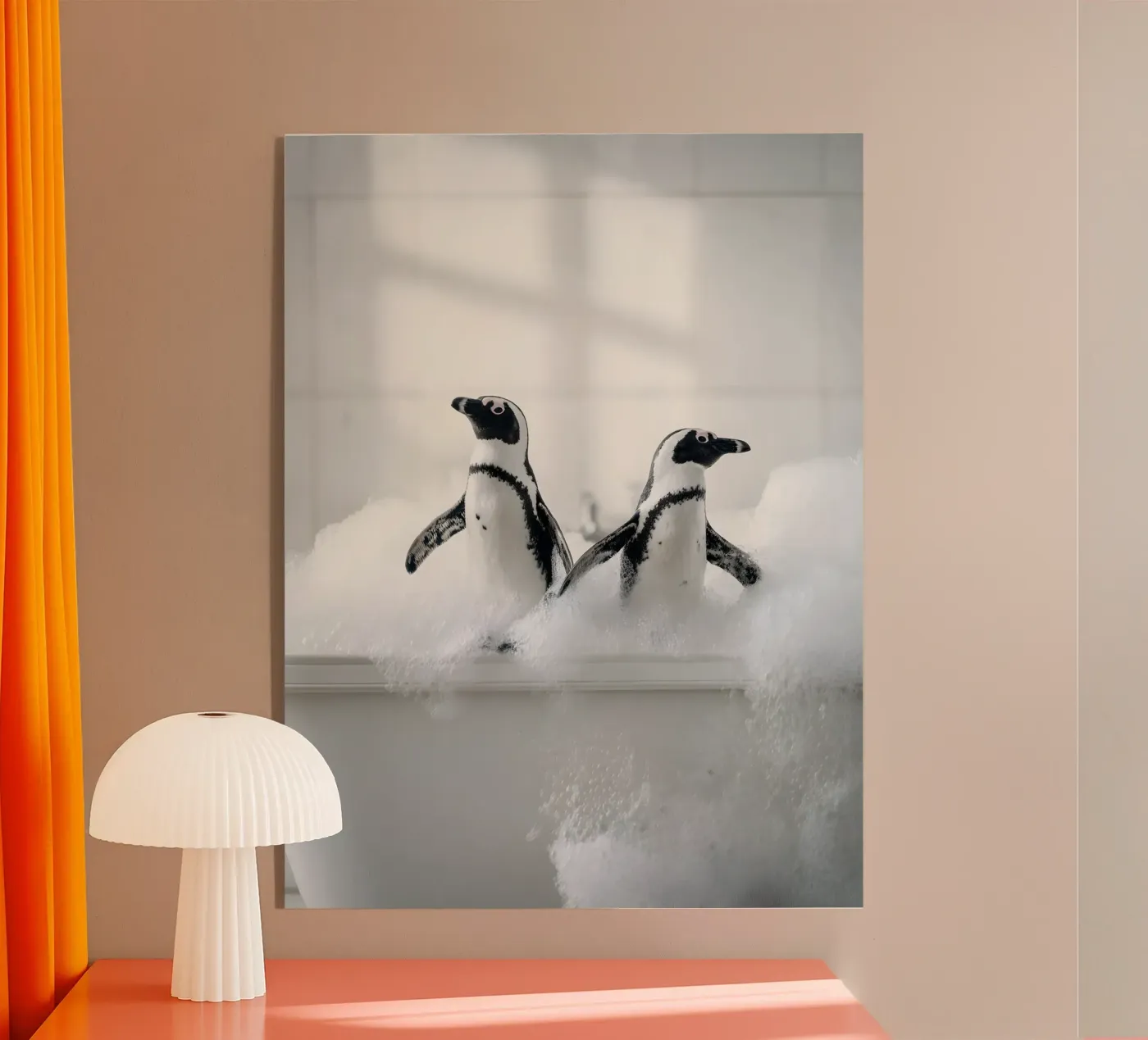 Bathing Pinguins acryl van Mononoir