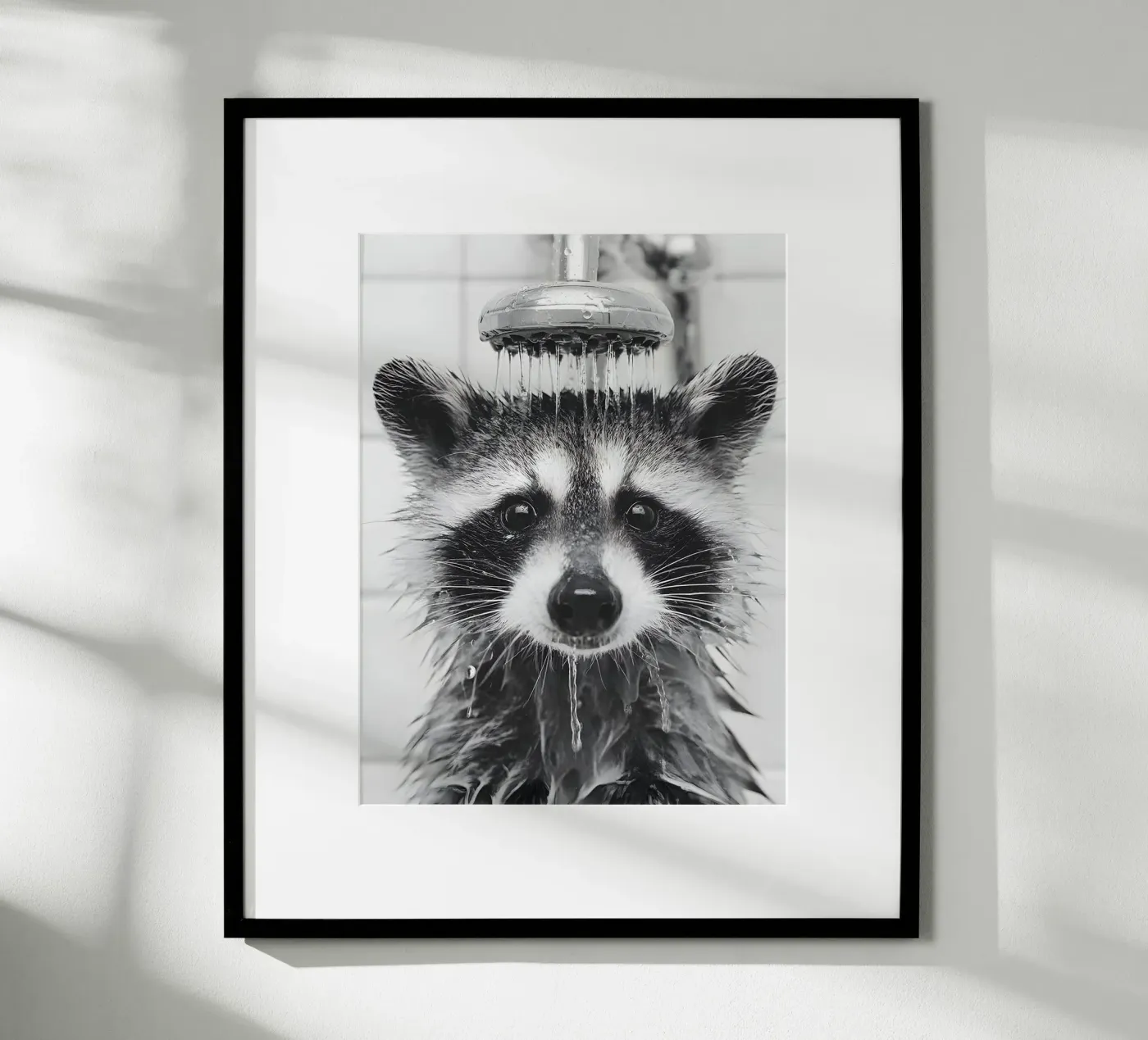 Shower Racoon poster van Mononoir