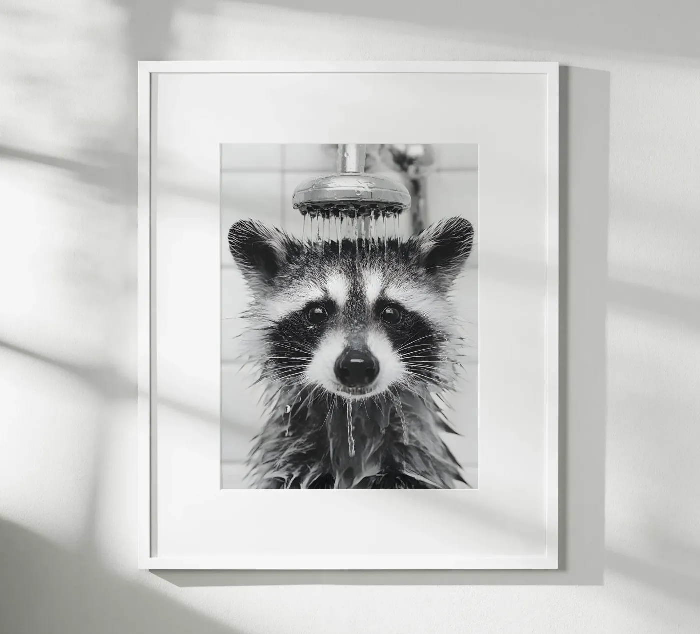 Shower Racoon poster van Mononoir