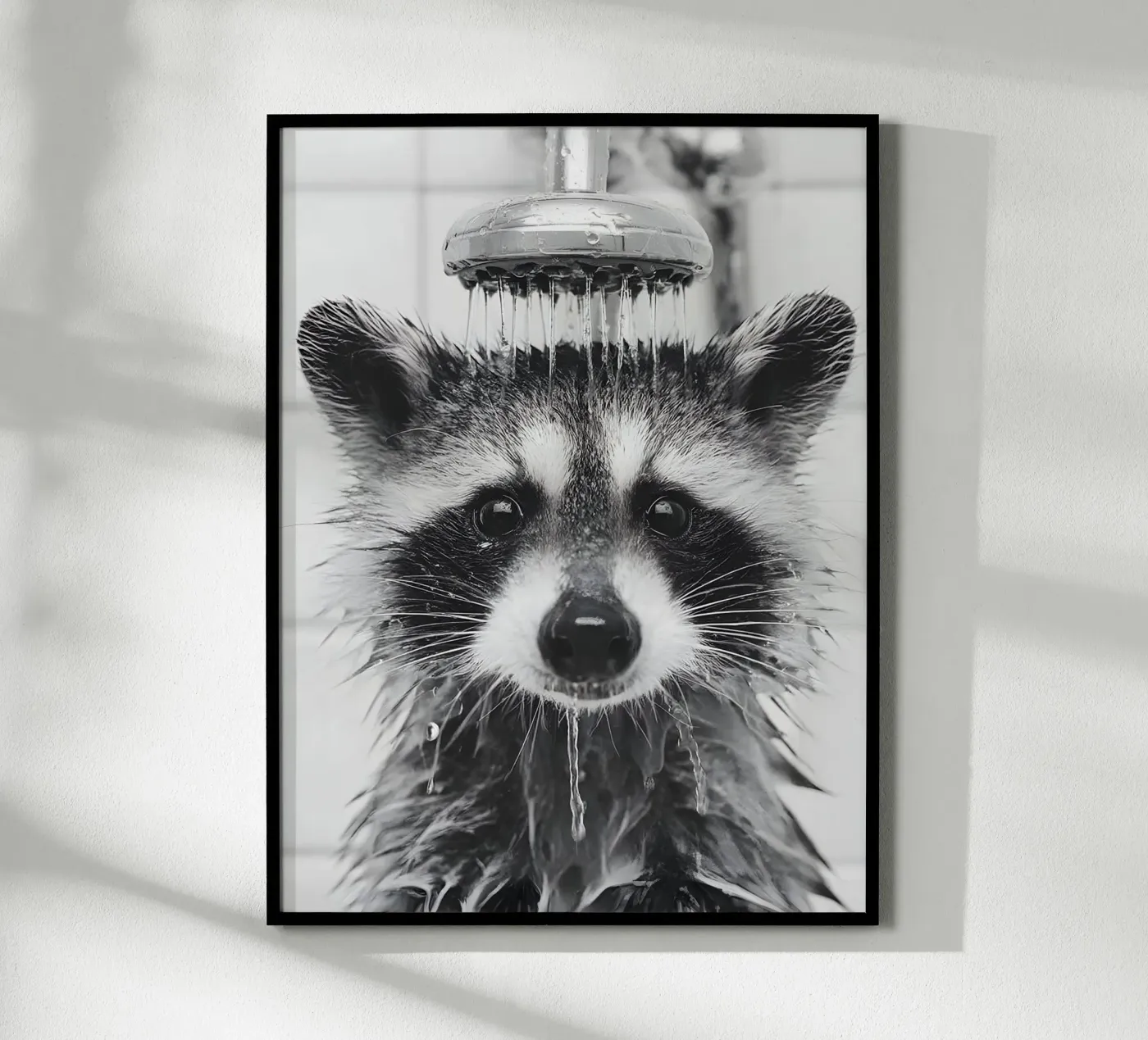Shower Racoon poster van Mononoir