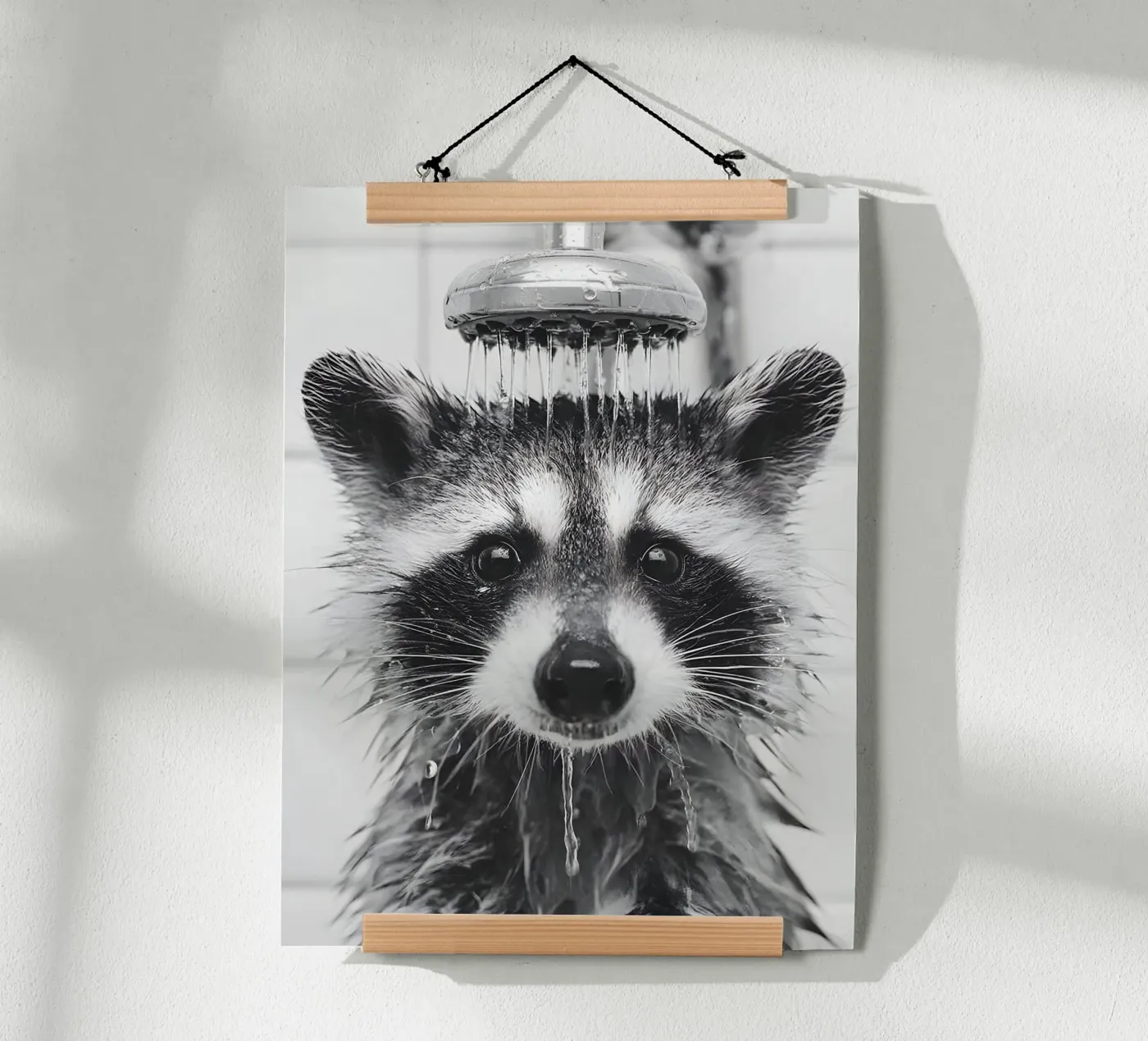 Shower Racoon poster van Mononoir