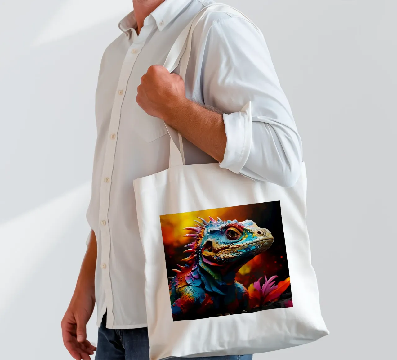 Stile_lucertola_J_1 borsa in juta da Tierisch bunt by LK