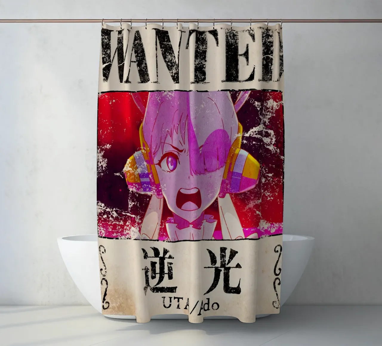 Ado Uta Wanted shower curtain by ManondeShop