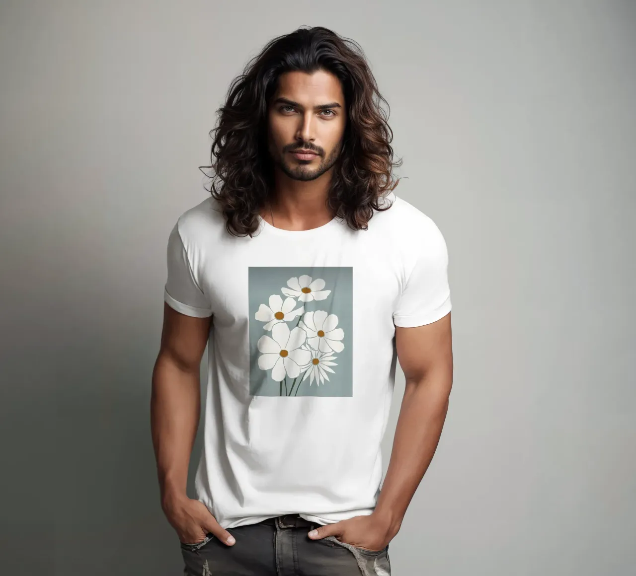 Fiori bianchi t-shirt da Larry