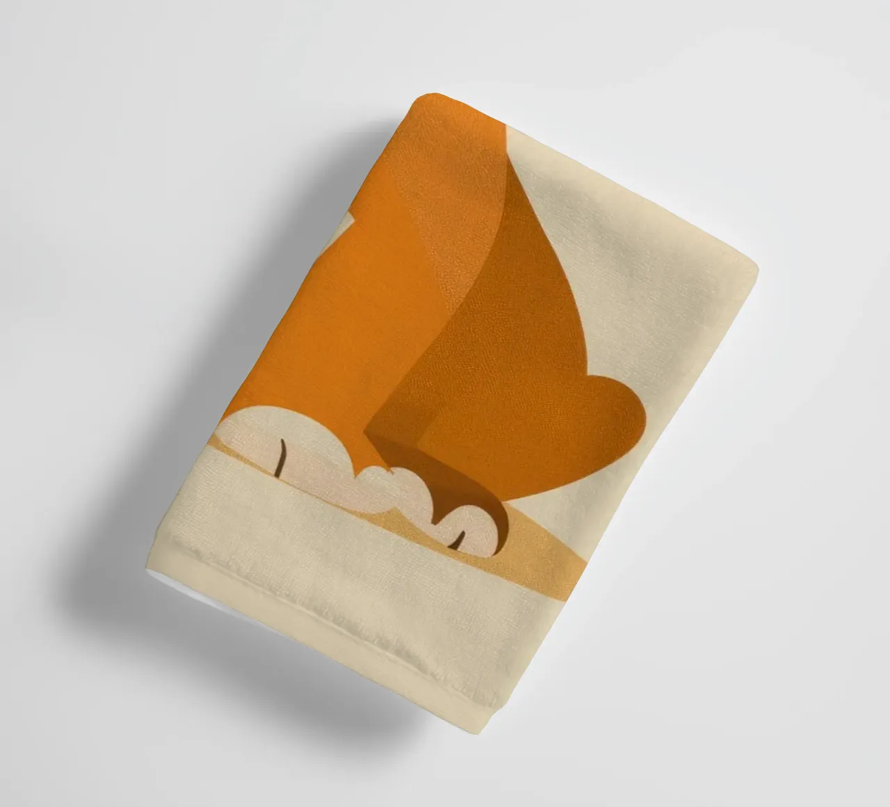 Cartoon lion cub sits playfully against a light background towel by DesignDoodle