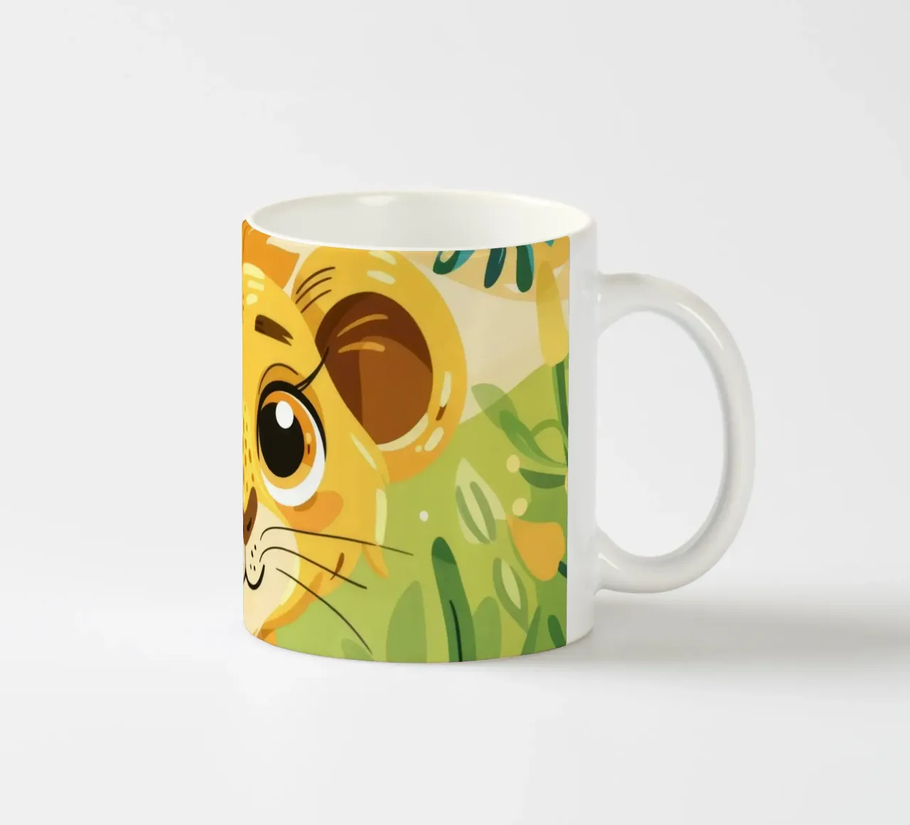 Schattig jong leeuwenwelpje omringd door weelderig groen gebladerte keramische mok van DesignDoodle