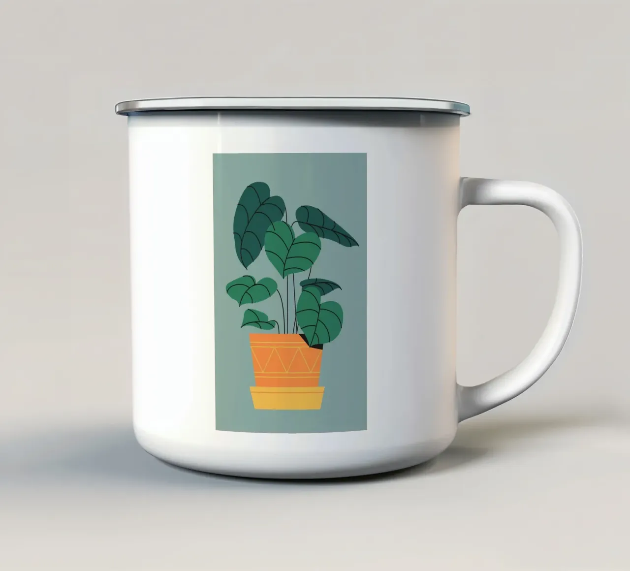 Arte delle foglie verdi tazza in smalto da Larry