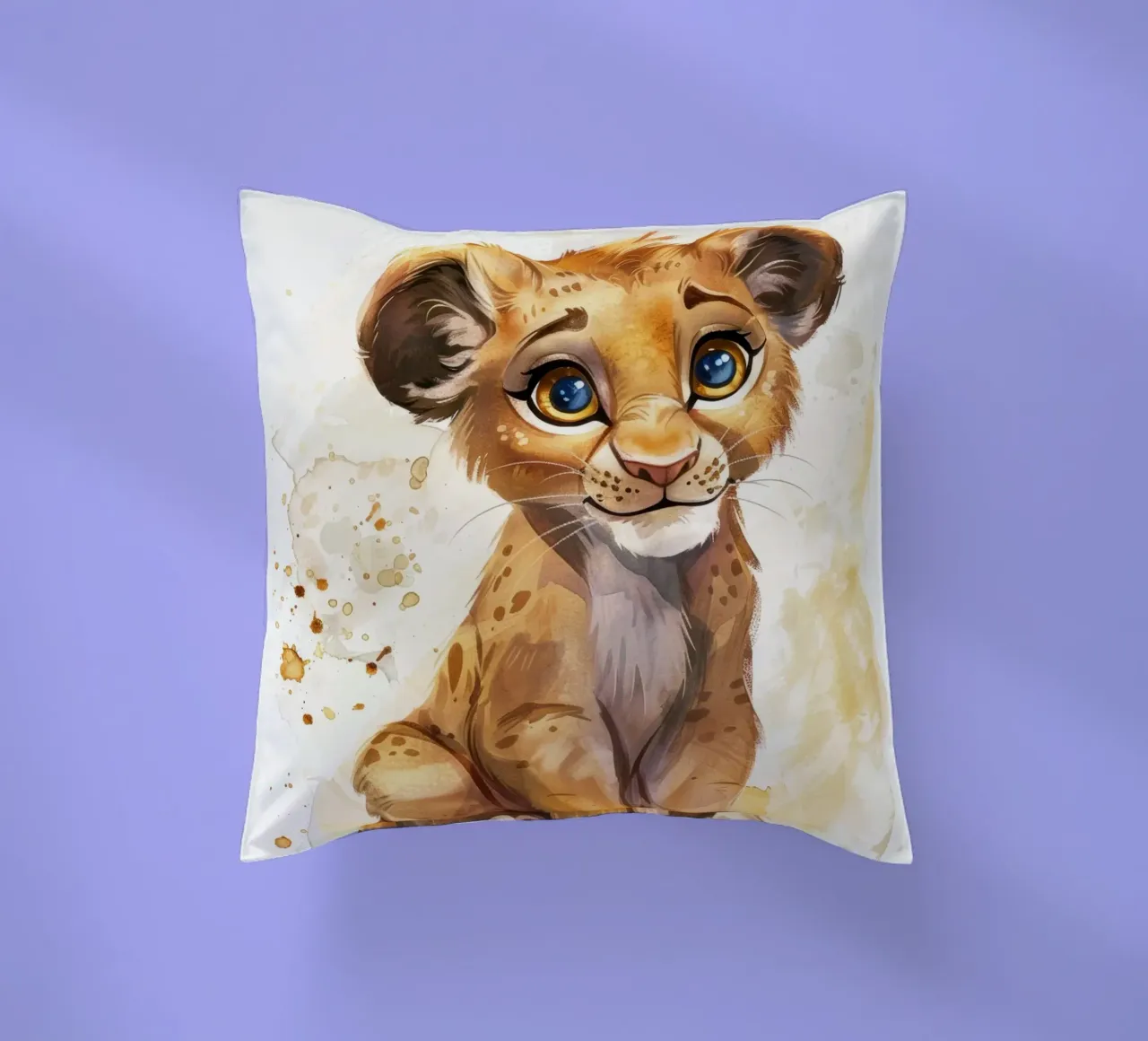 Schattige leeuwenwelp illustratie met expressieve ogen en speels kussen van DesignDoodle