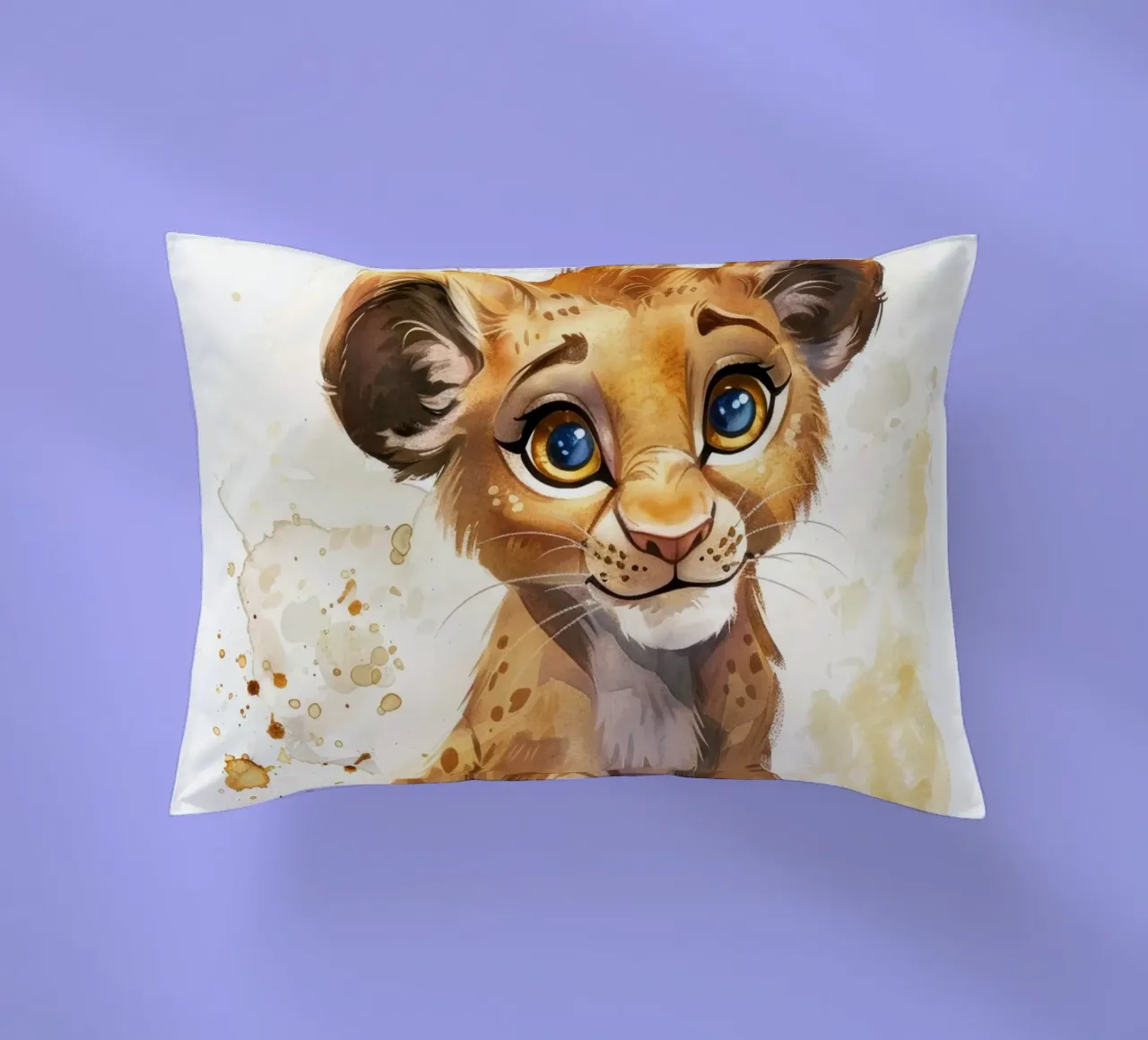 Schattige leeuwenwelp illustratie met expressieve ogen en speels kussen van DesignDoodle