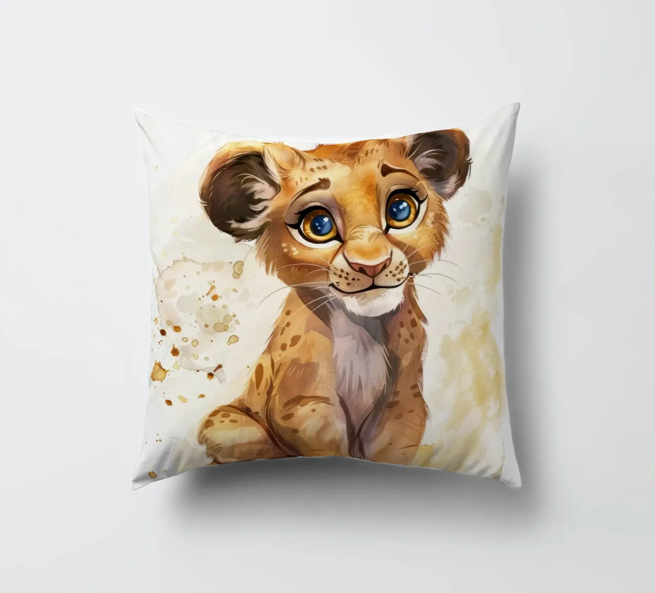 Schattige leeuwenwelp illustratie met expressieve ogen en speels kussen van DesignDoodle