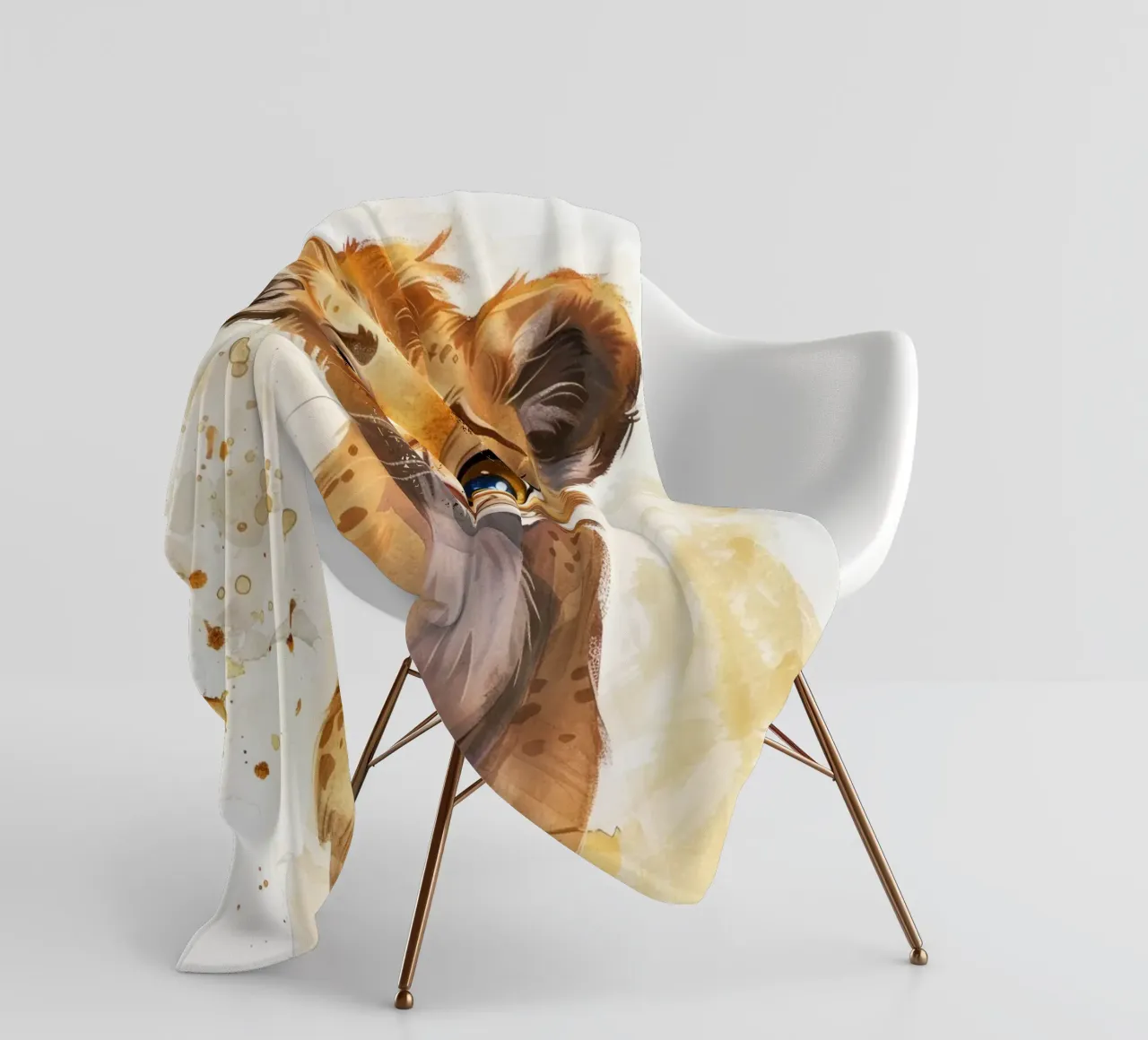 Schattige leeuwenwelp illustratie met expressieve ogen en speels fleecedeken van DesignDoodle