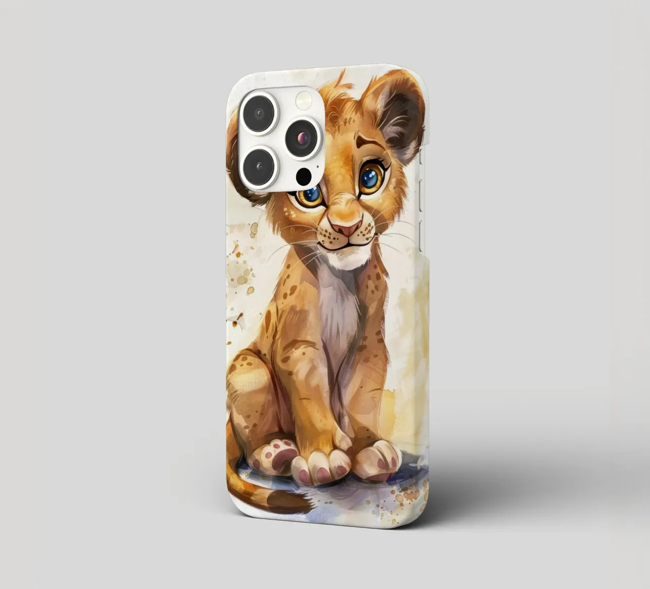 Schattige leeuwenwelp illustratie met expressieve ogen en speels iphone hoesje van DesignDoodle