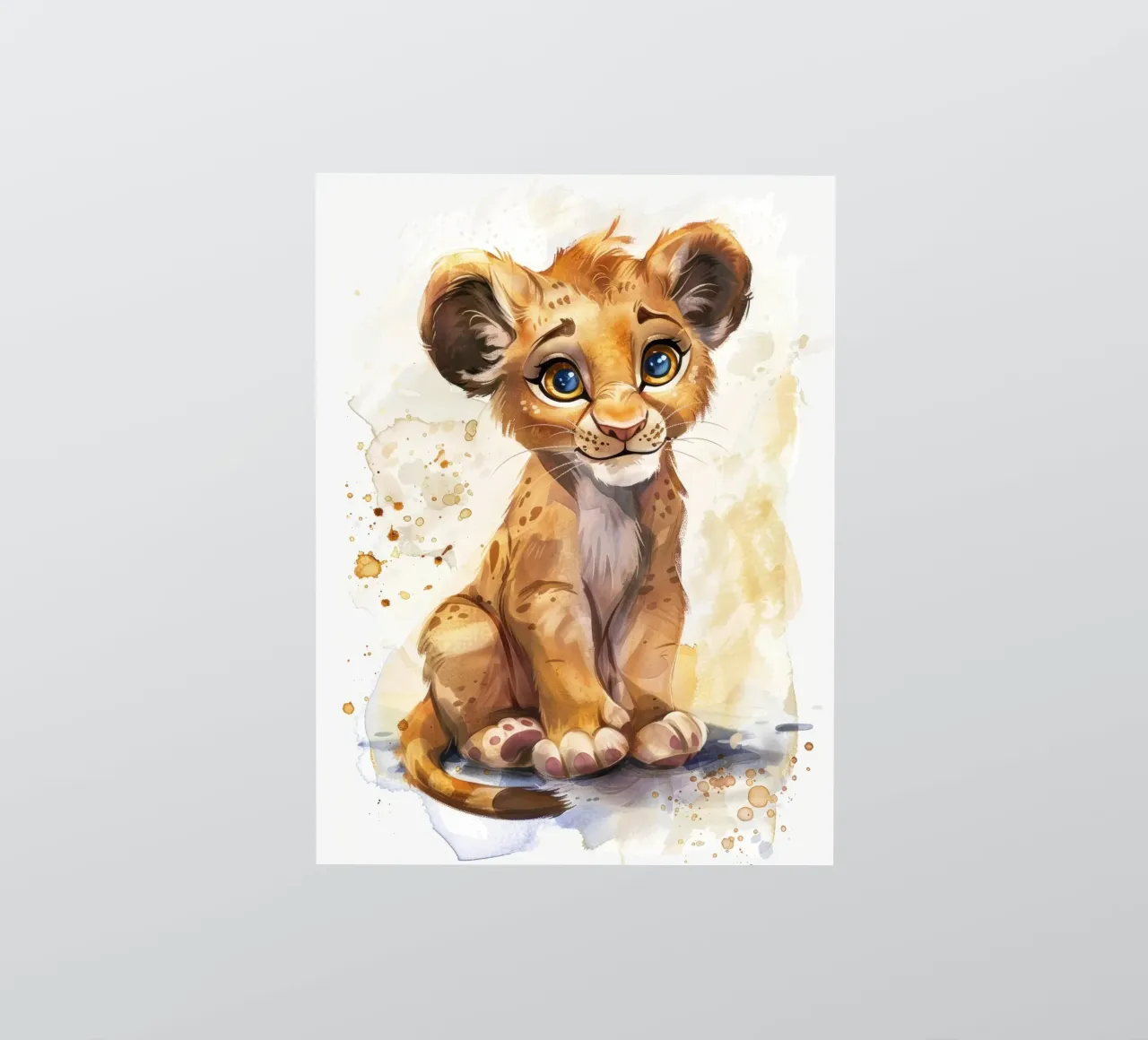 Schattige leeuwenwelp illustratie met expressieve ogen en speels sticker van DesignDoodle