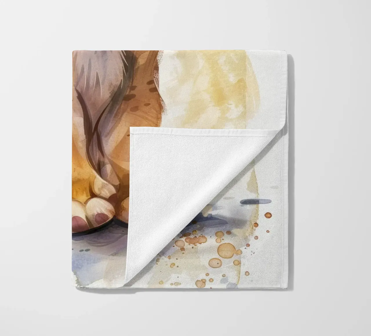 Schattige leeuwenwelp illustratie met expressieve ogen en speels strandhanddoek van DesignDoodle