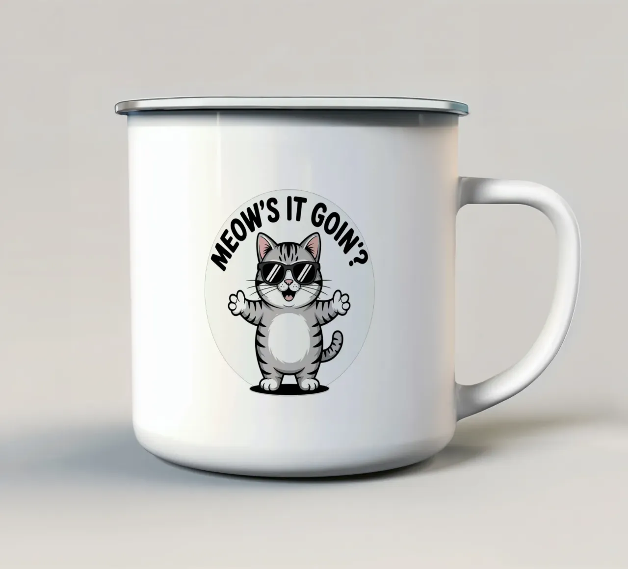 MEOW'S IT GOIN tazza in smalto da edsonramosart