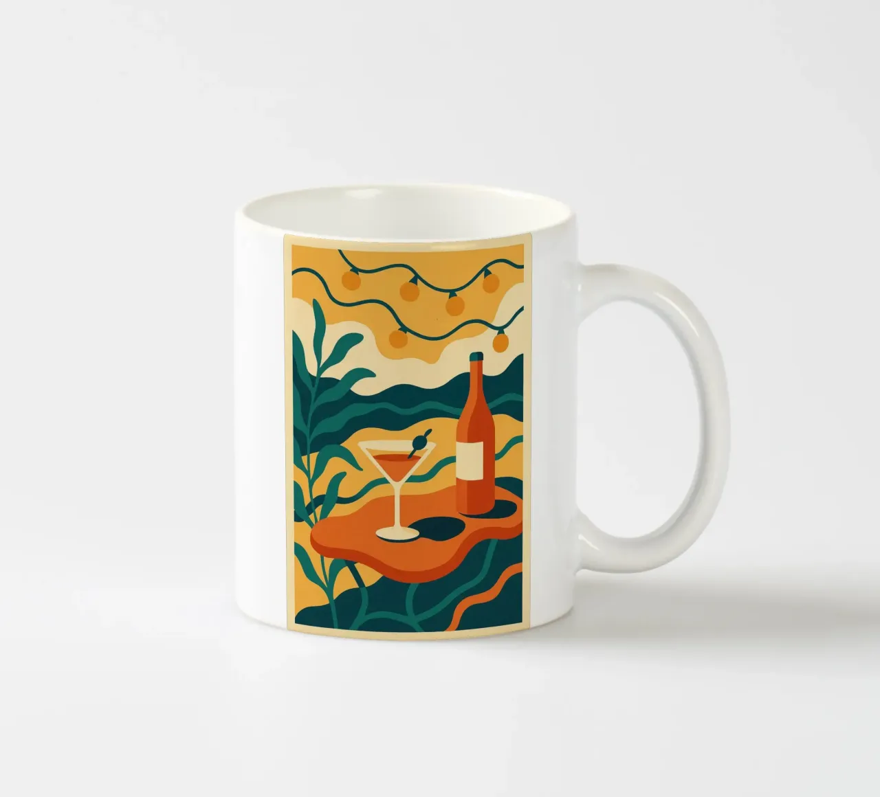 A colourful evening on a vintage terrace ceramic mug by Boissons - Affiches & posters - Retro