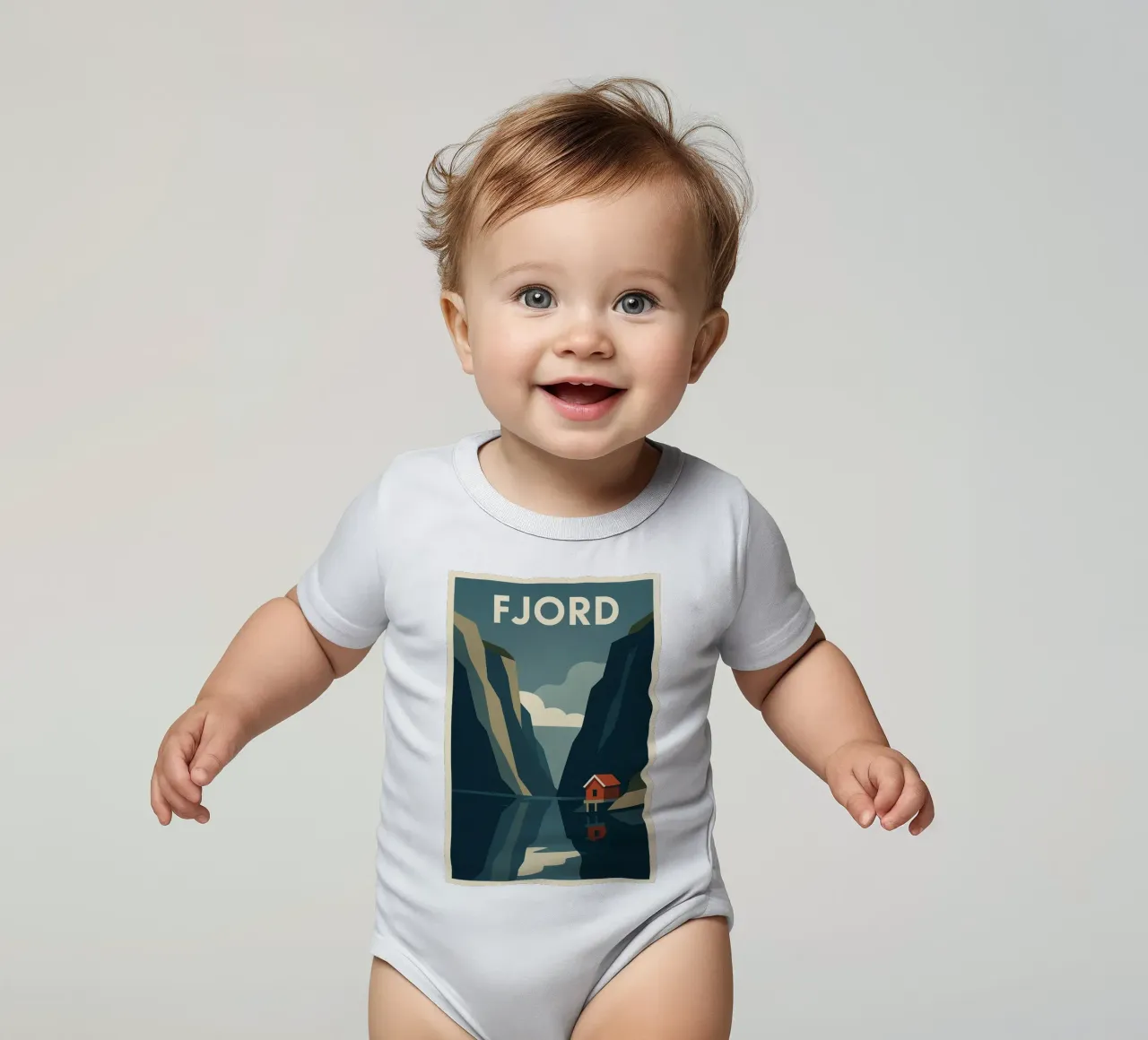Fjord - The call of Nordic silence short-sleeve baby romper by JETLAG | affiches voyage