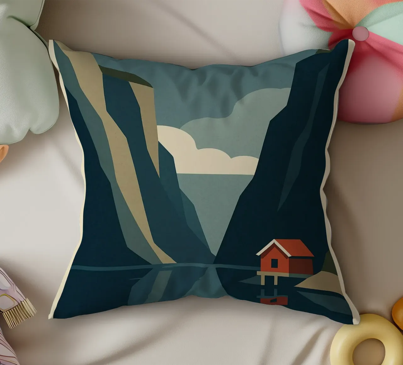 Fjord - The call of Nordic silence decorative cushion by JETLAG | affiches voyage