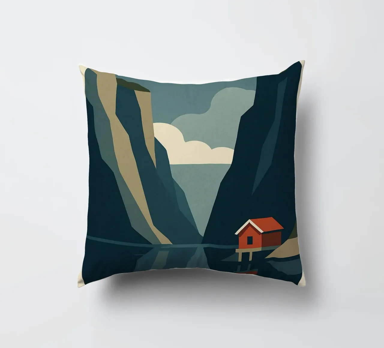Fjord - The call of Nordic silence decorative cushion by JETLAG | affiches voyage