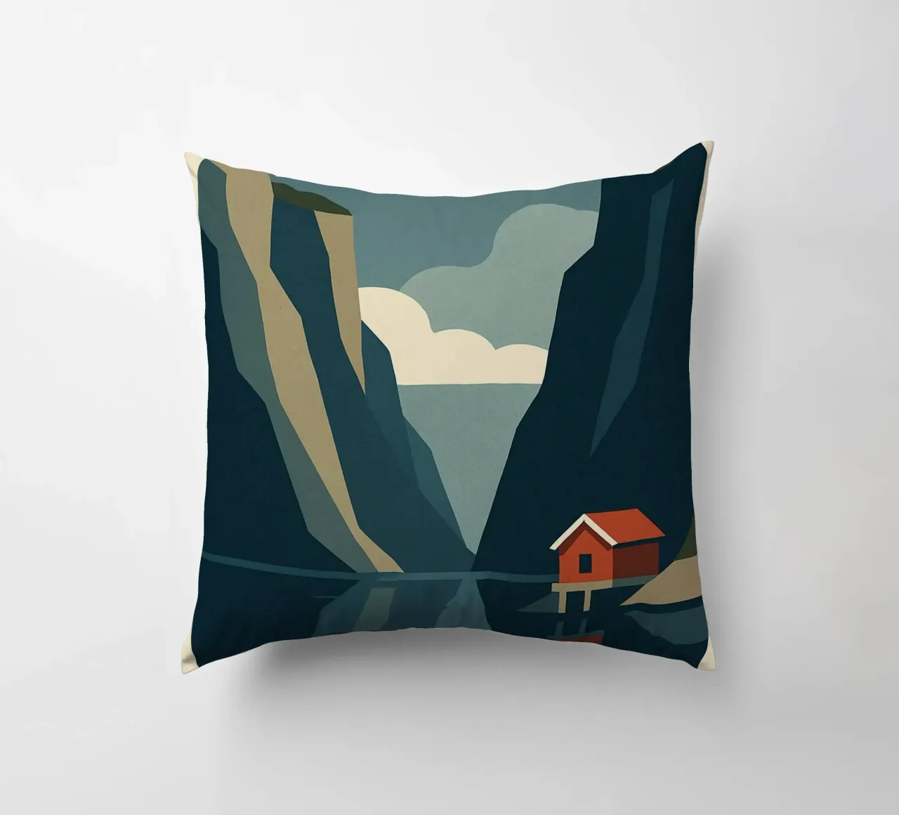 Fjord - The call of Nordic silence decorative cushion by JETLAG | affiches voyage
