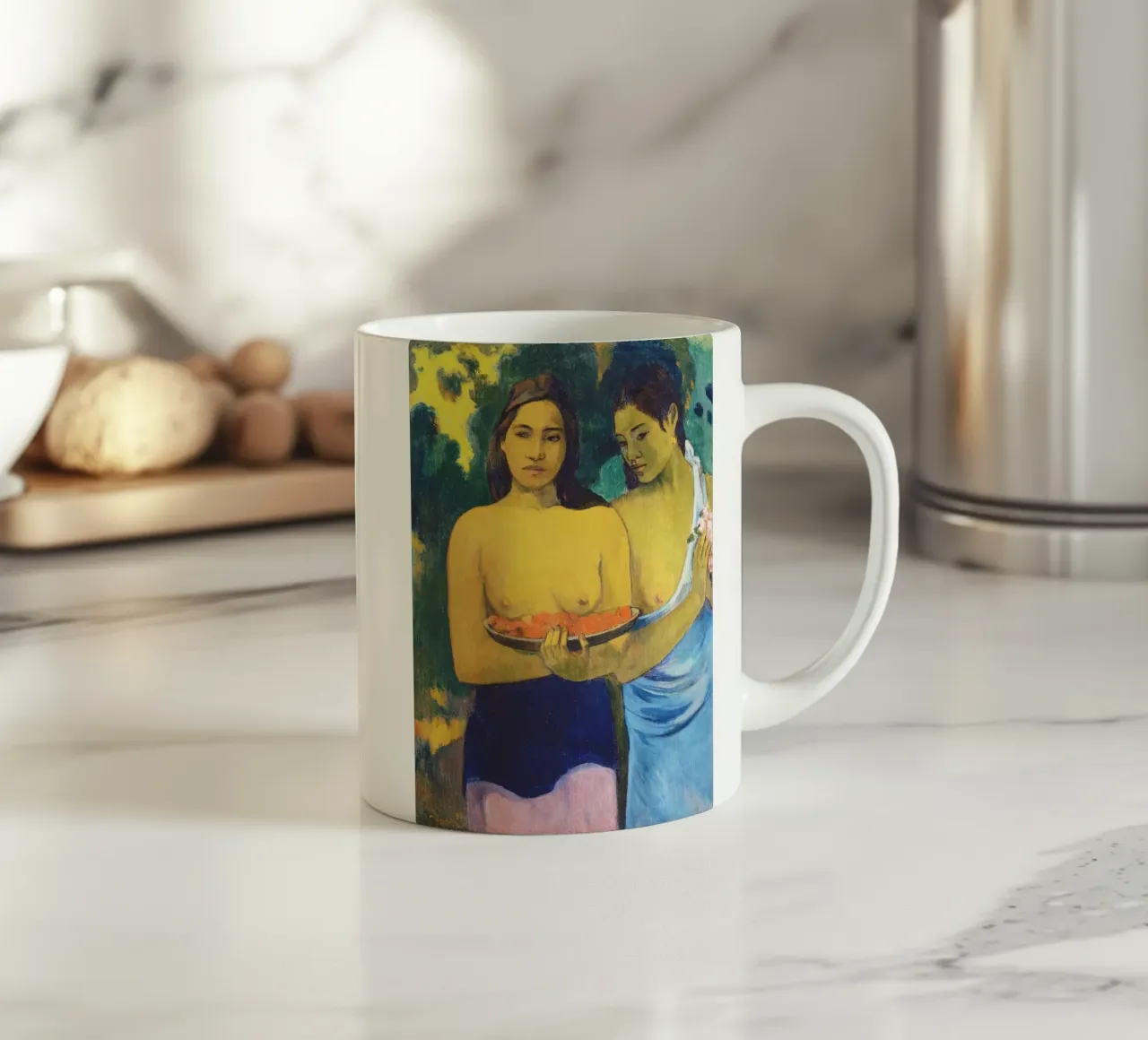 Due donne tahitiane (1899) di Paul Gauguin tazza in ceramica da Venus Art