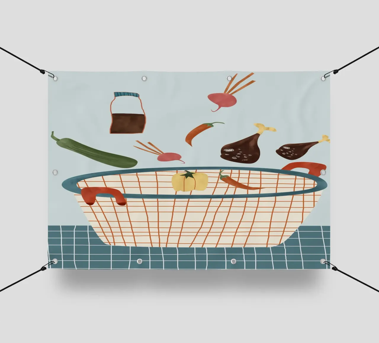 illustration of vegetables telo in pvc da vintageshop