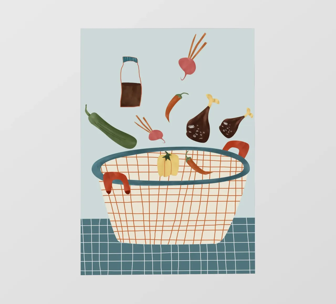 illustration of vegetables telo in pvc da vintageshop