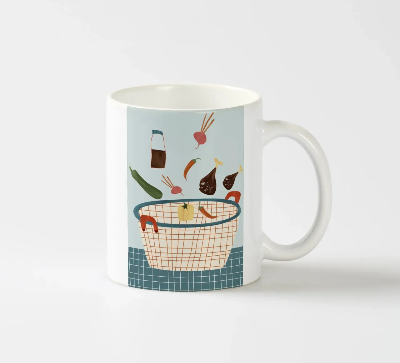 illustration of vegetables tazza in ceramica da vintageshop