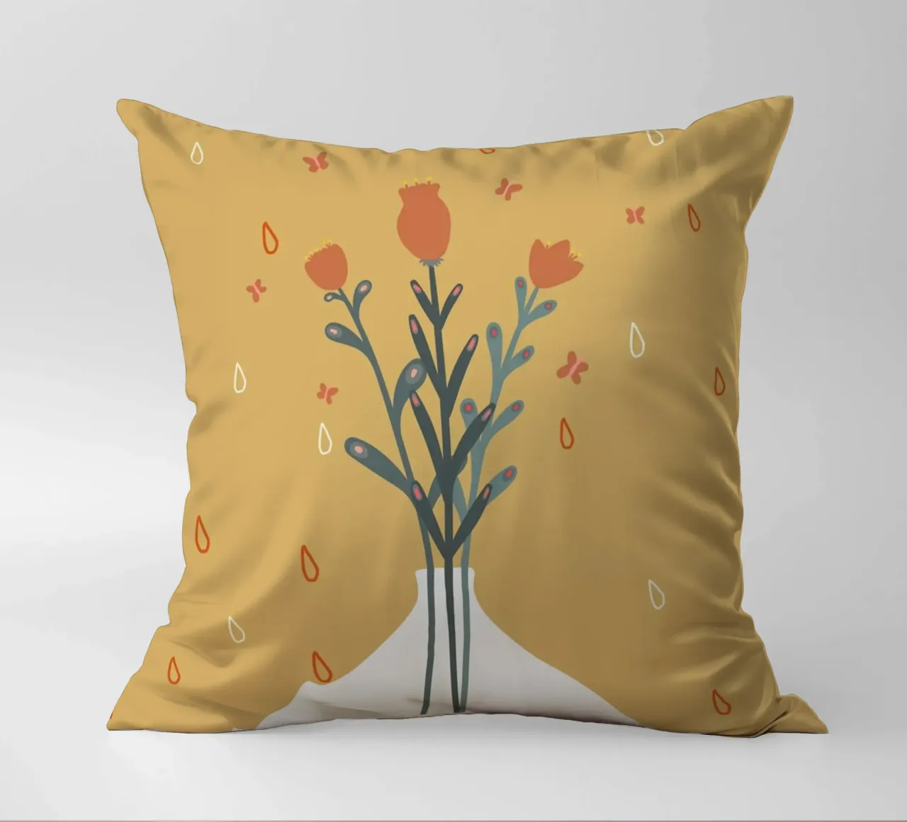 minimalist flower vase illustration cuscino da vintageshop