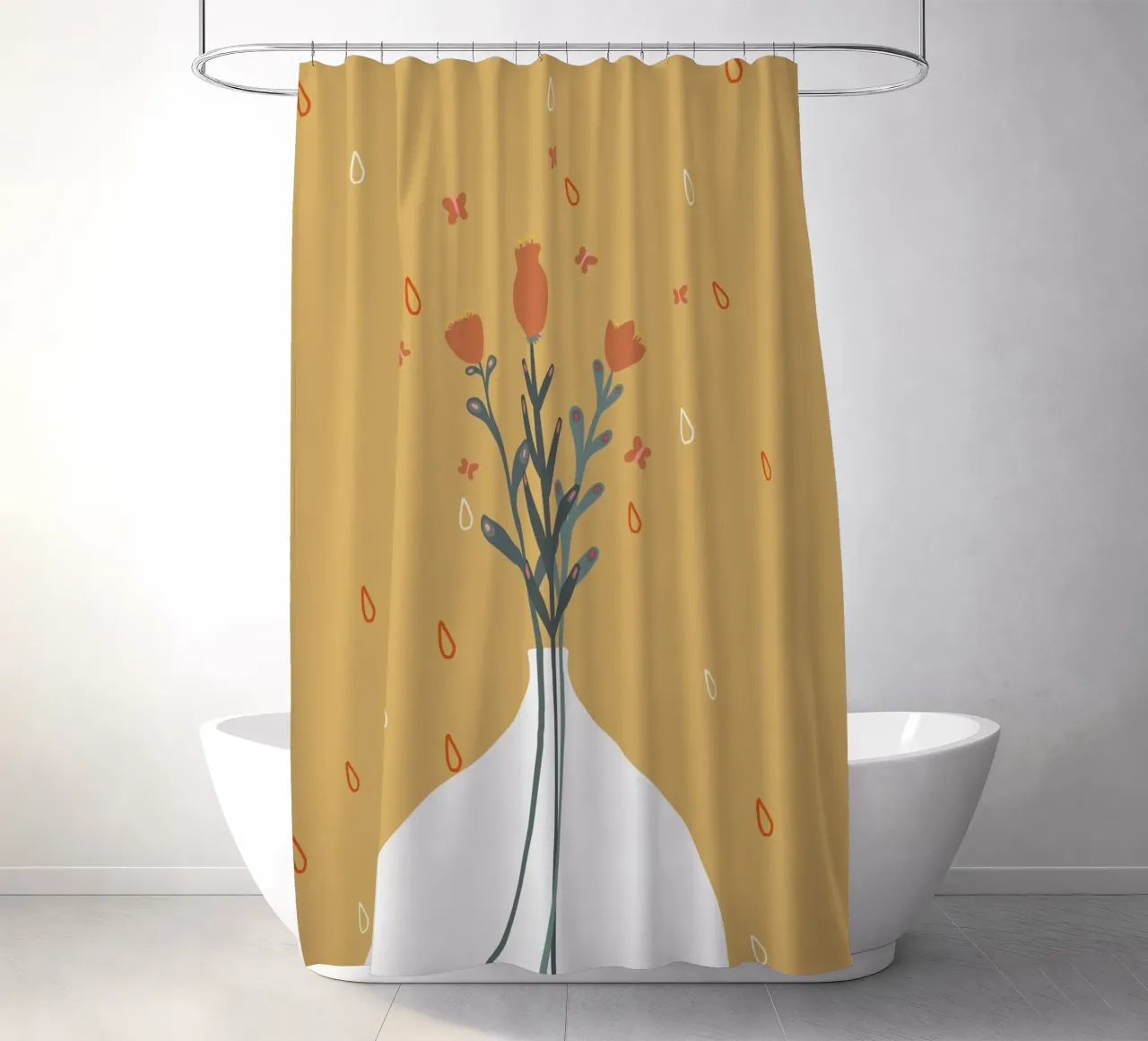 minimalist flower vase illustration tenda da doccia da vintageshop