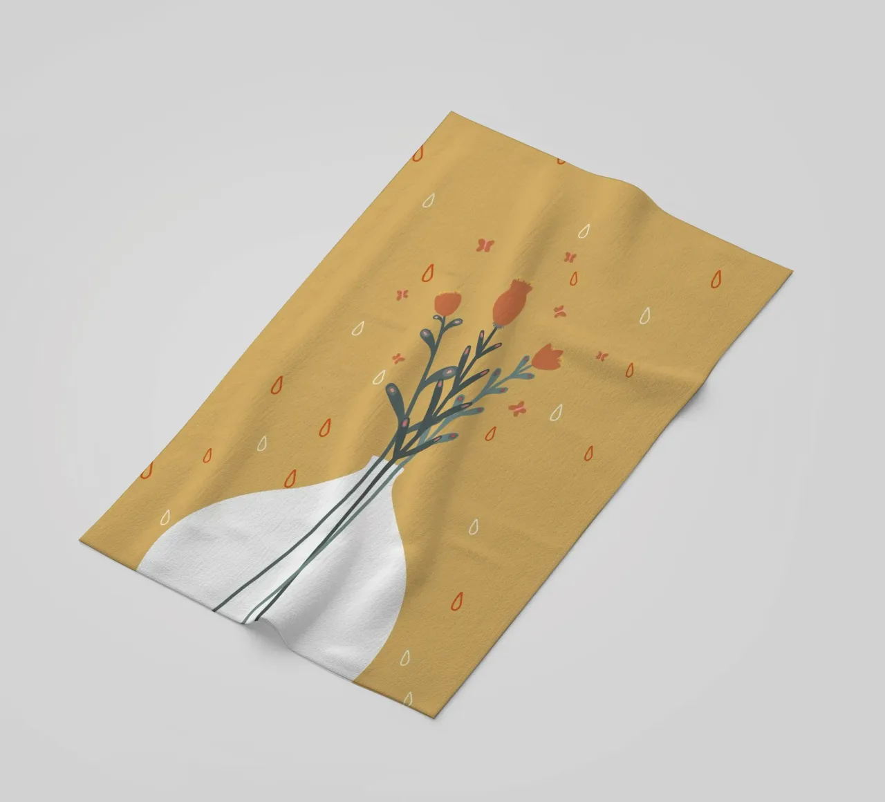 minimalist flower vase illustration telo mare da vintageshop