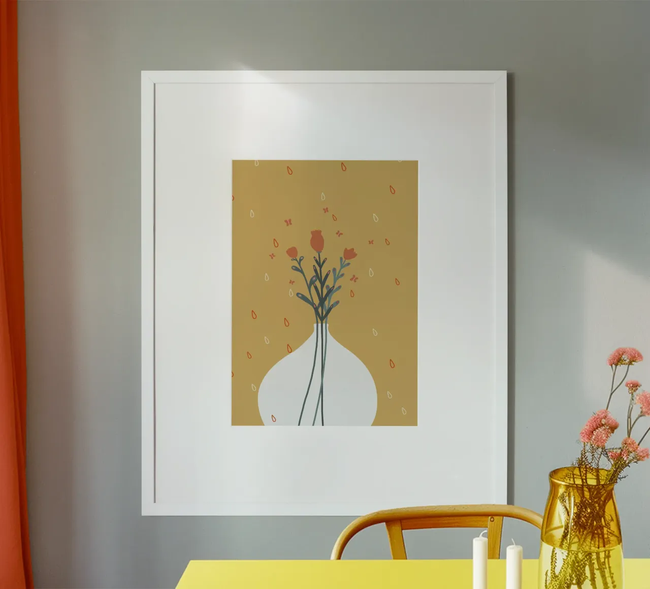 minimalist flower vase illustration poster con telaio in alluminio da vintageshop