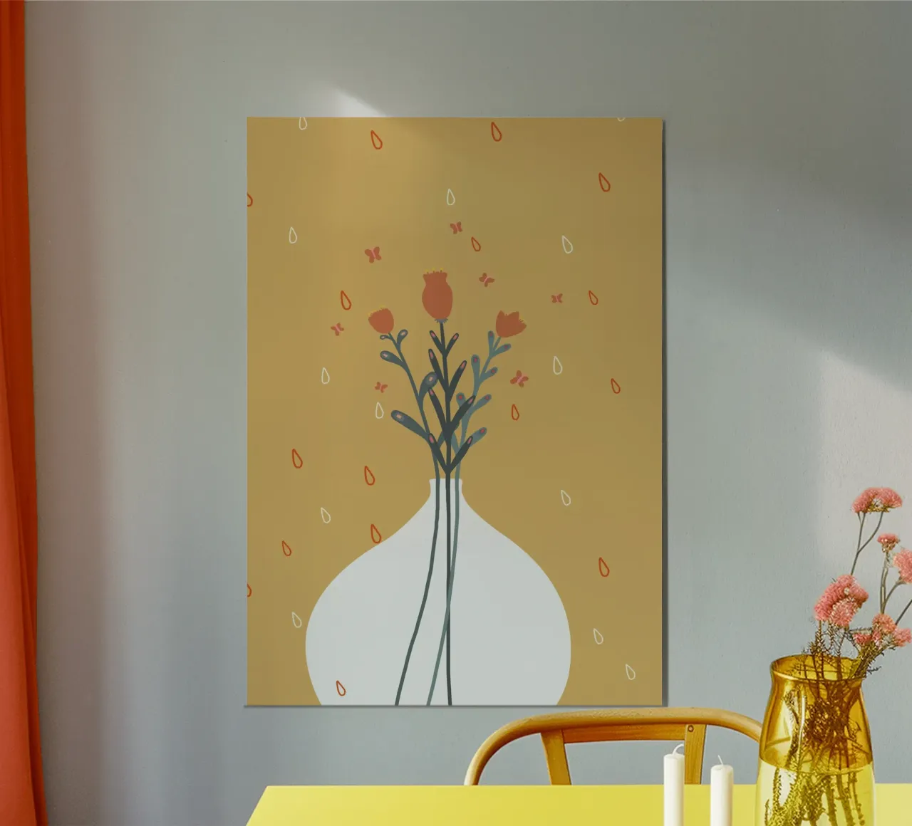 minimalist flower vase illustration poster con telaio in alluminio da vintageshop