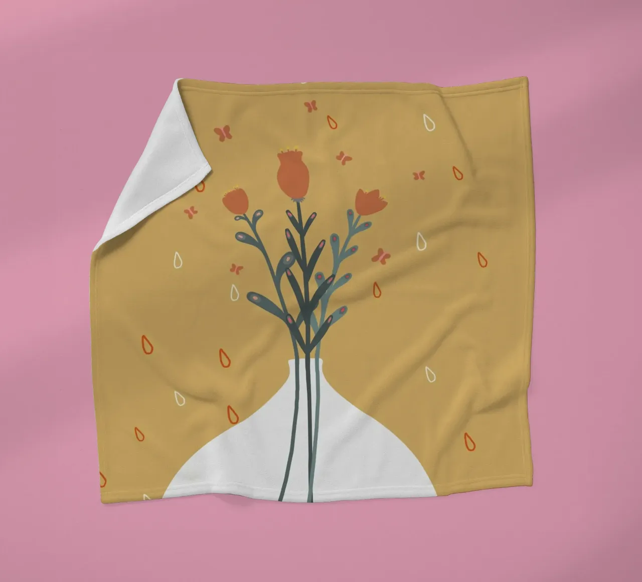 minimalist flower vase illustration coperta in pile da vintageshop