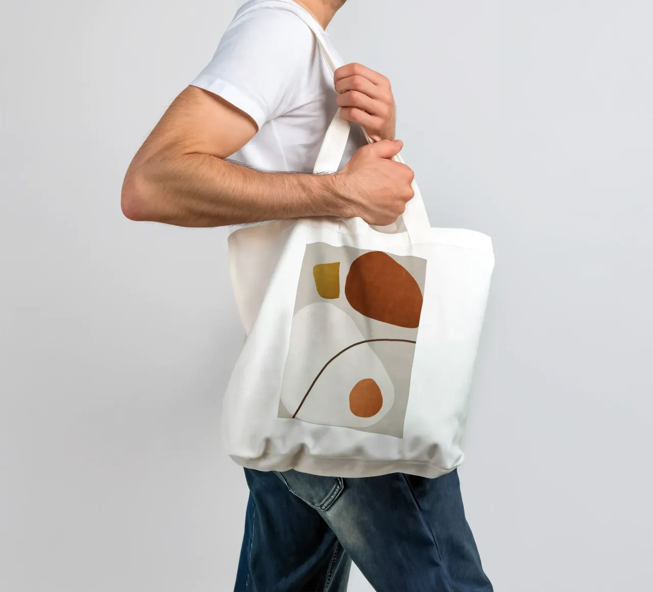 minimalist abstract boho illustration borsa in juta da vintageshop