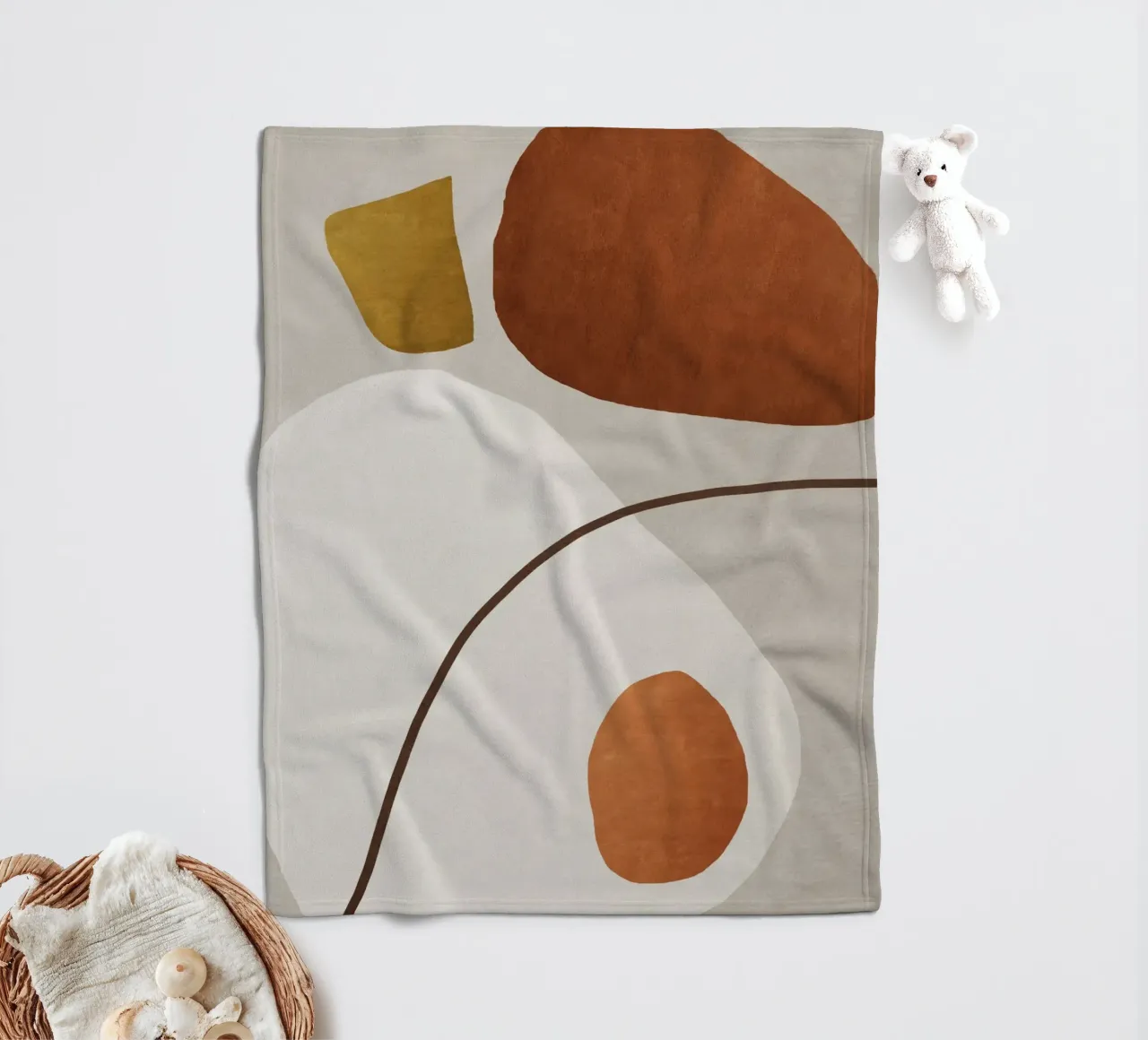 minimalist abstract boho illustration coperta in pile da vintageshop
