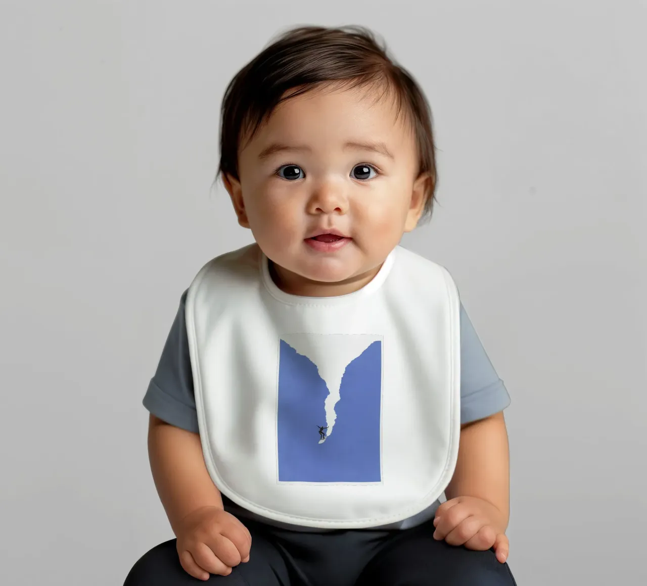i Love Surfing baby bib by cosmos studio
