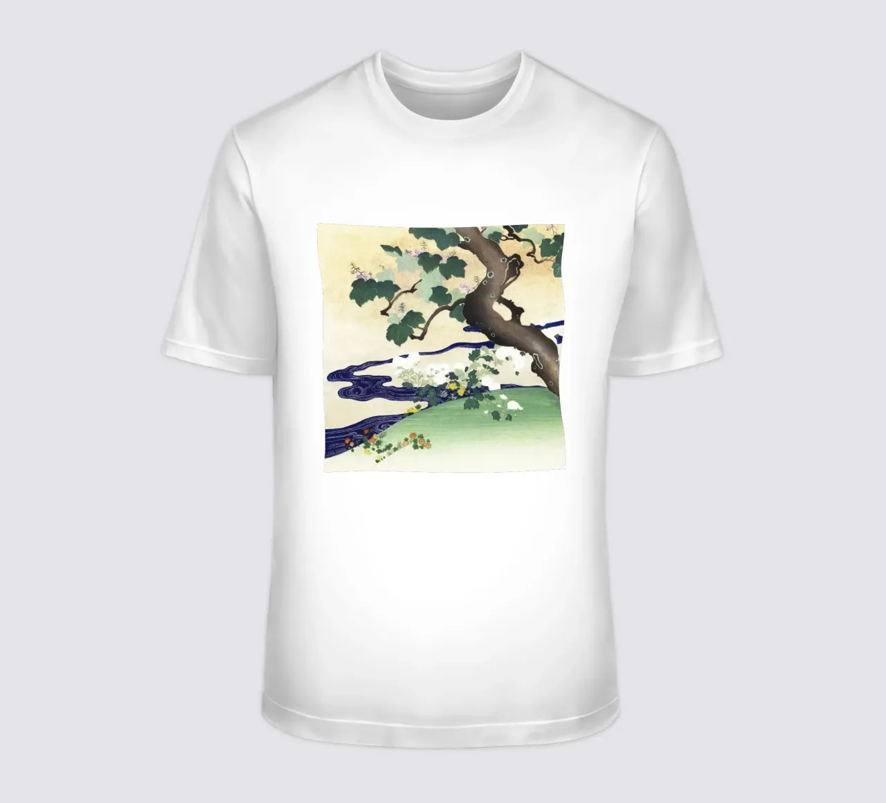 Albero e crisantemi (1890-1900) di Kogyo Tsukioka t-shirt da Venus Art