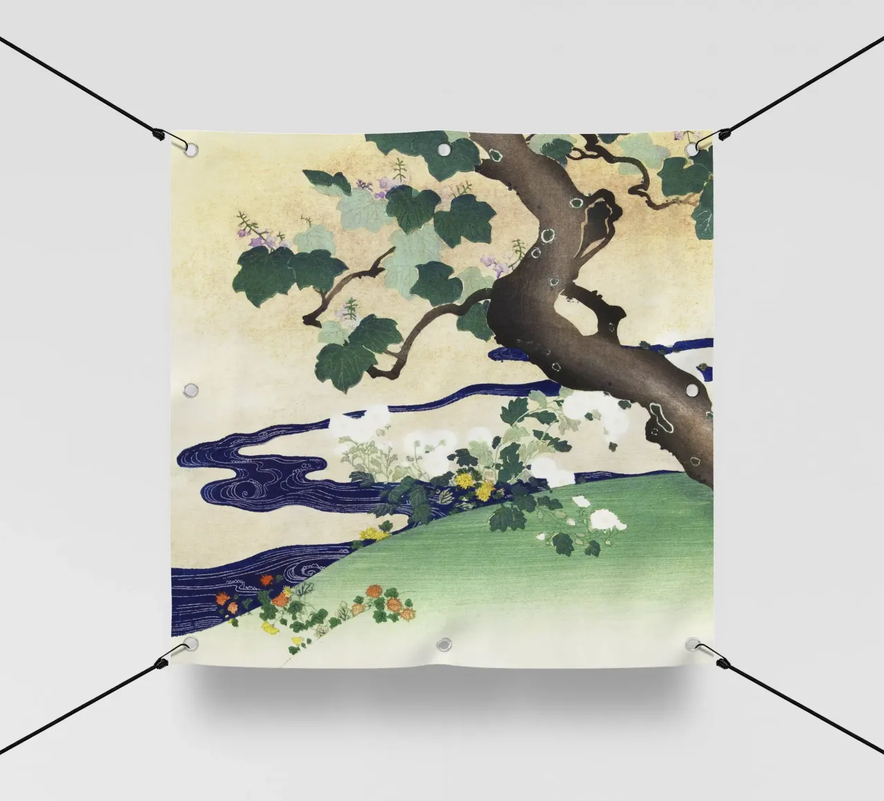 Albero e crisantemi (1890-1900) di Kogyo Tsukioka telo in pvc da Venus Art